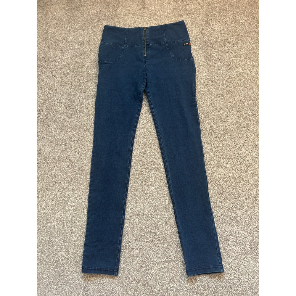 ASK 4 Skinny Jeans Womens 2XL Blue Excellent High Waist Stretch Front Zip Jeans